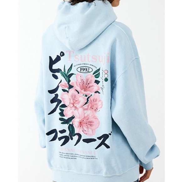 Urban Outfitters Sweaters - Urban Outfitters BDG Tsutsuji Flower Womens Hoodie Blue Floral Sweatshirt NWT
